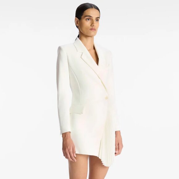 A.L.C. Juliet Pleated Blazer Dress White 00 - Picture 3 of 7